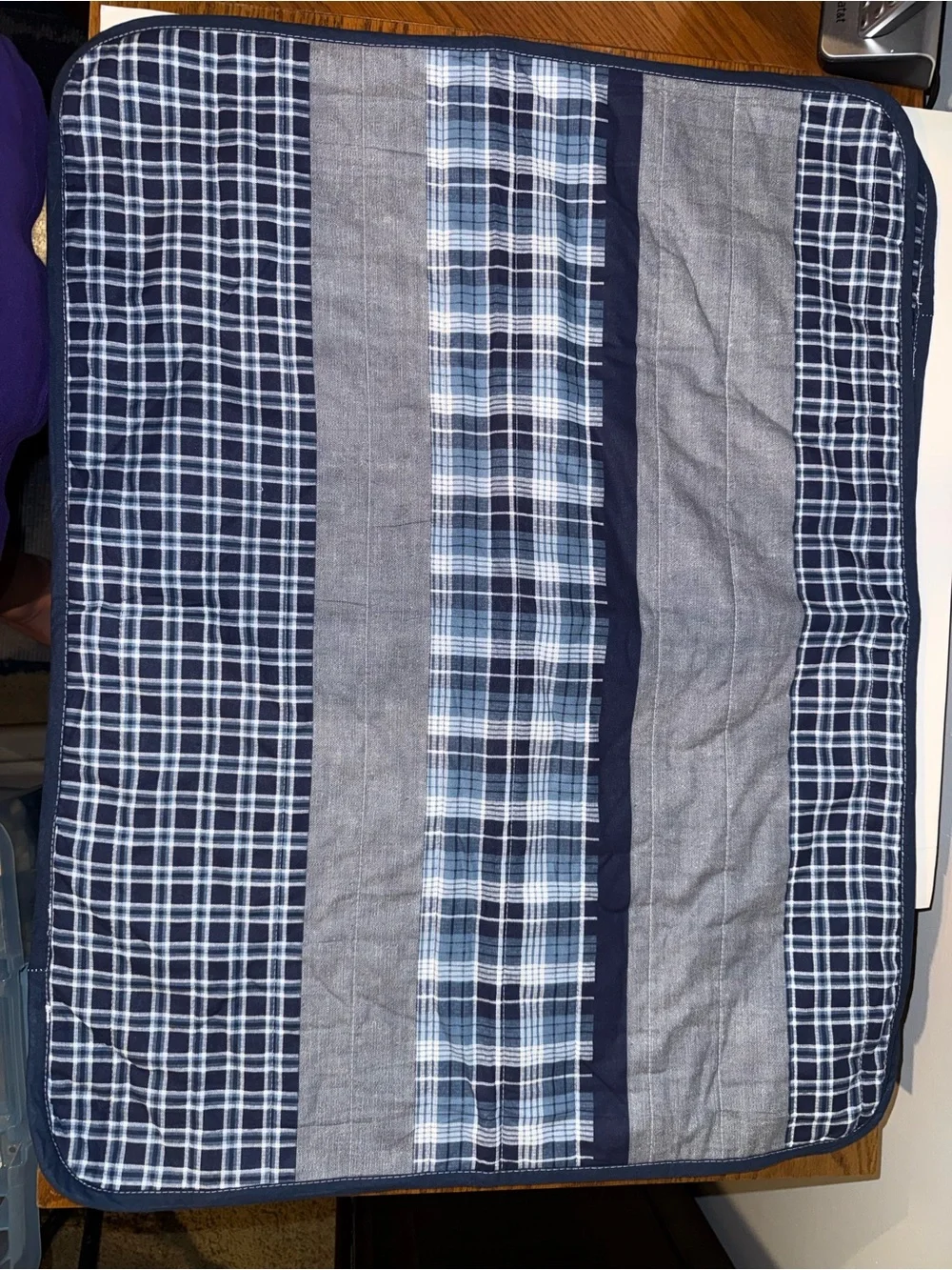 Nautica Home set of 2 Blue Plaid patchwork pillow shams 29”x22”